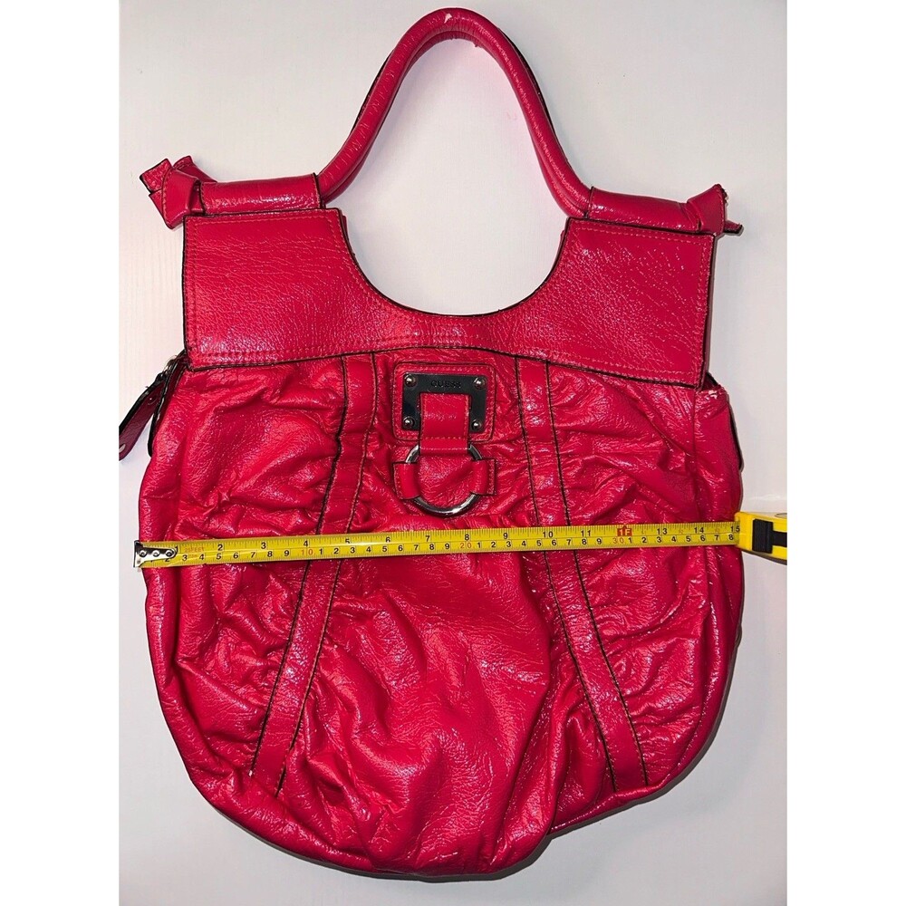 GUESS Red Ruched Shoulder Bag Large - Picture 4 of 10
